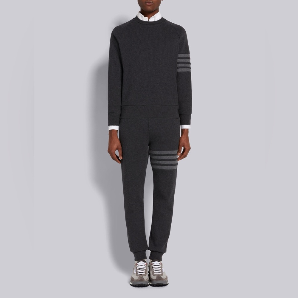 Thom Browne Striped Waffle Knit Cotton Sweater Size 5
